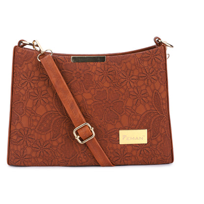 Marbella Ethnic Essence Sling Bags - Brown