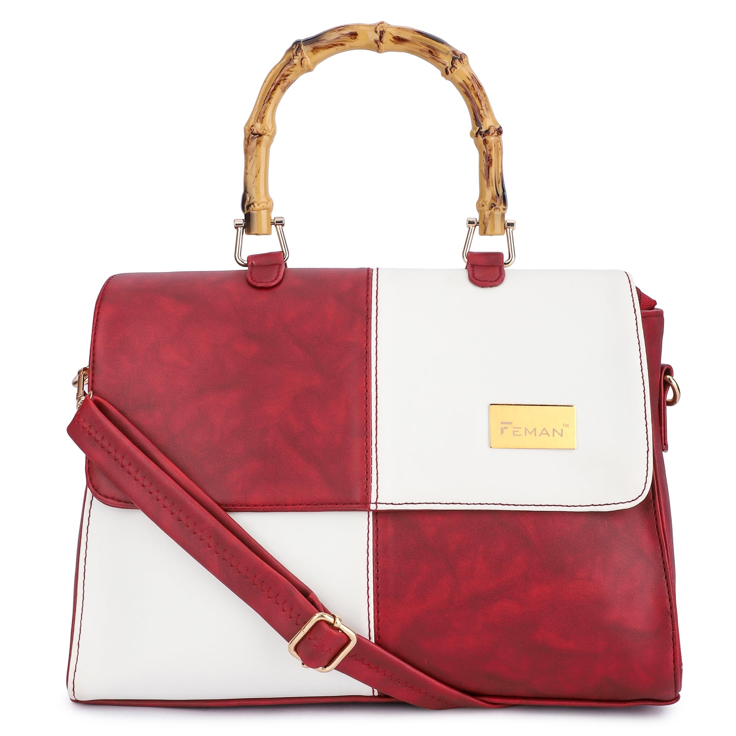 Mrbella Check Mate Satchels - Red & White