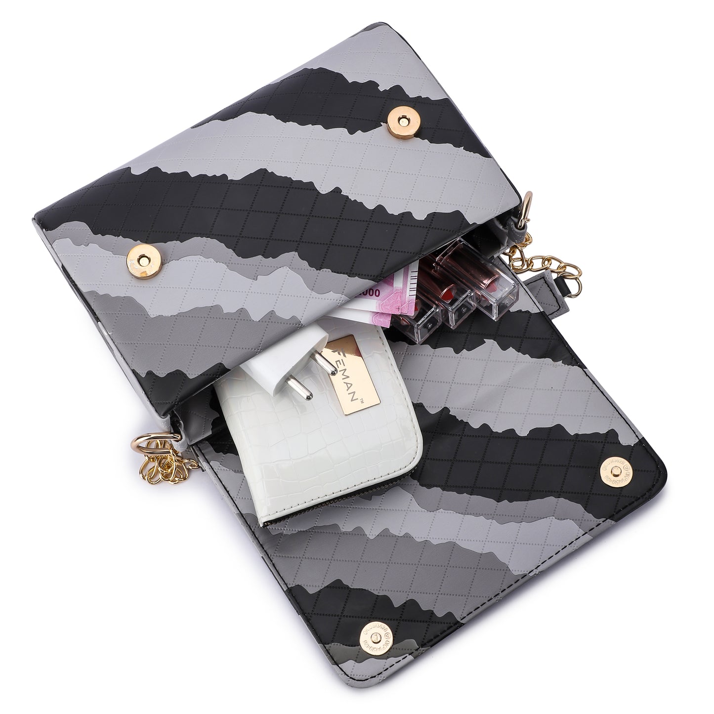 Marbella's Palette Play Sling Bag - Black & Grey