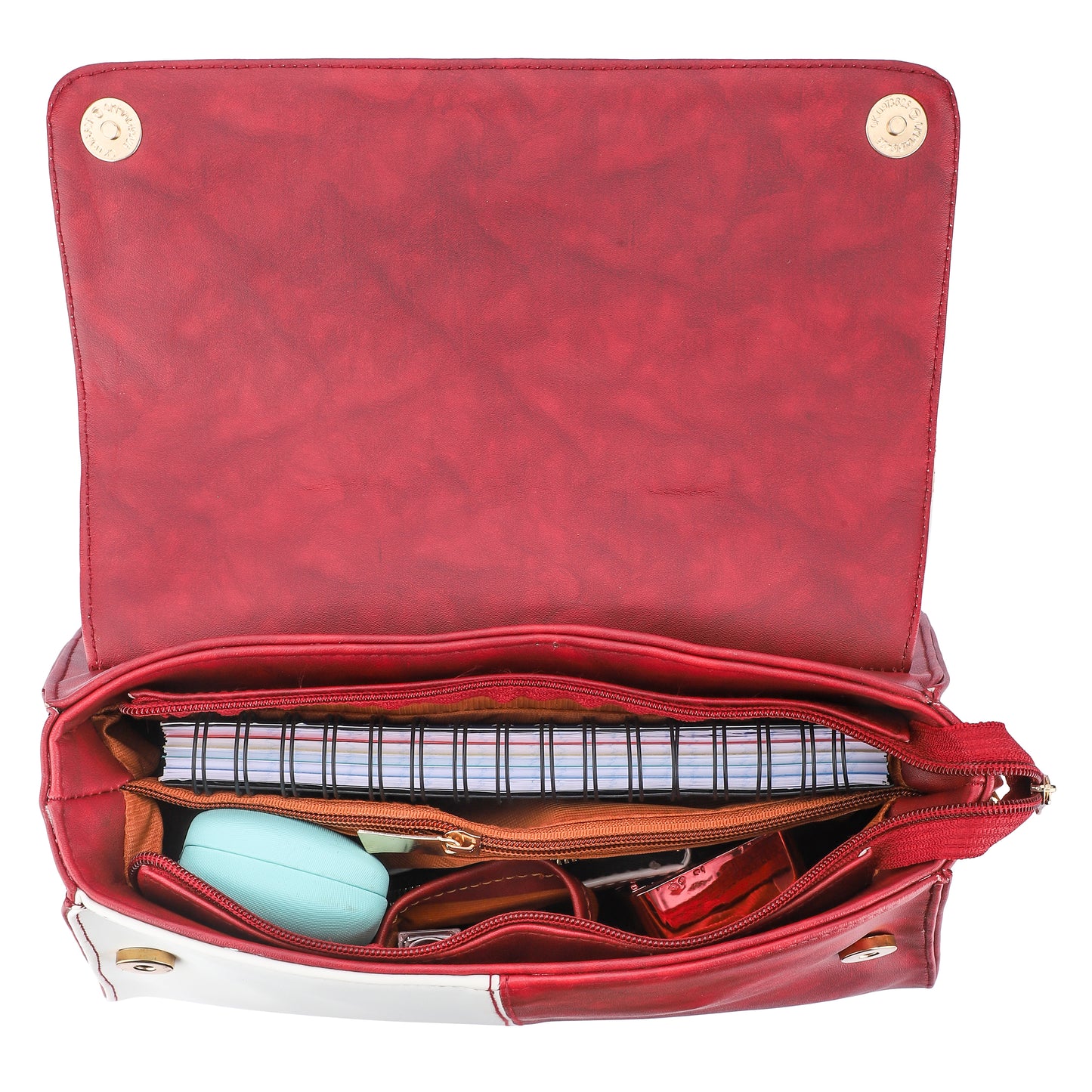 Mrbella Check Mate Satchels - Red & White